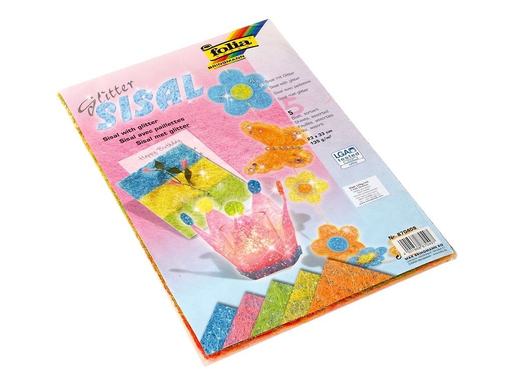 ΜΠΛΟΚ SISAL GLITTER 5 ΠΑΣΤΕΛ  χρώματα 23Χ33 εκ