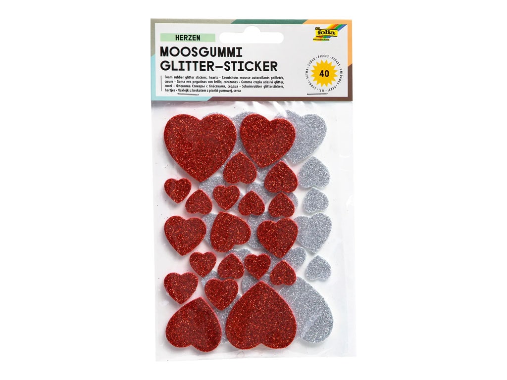 ΑΥΤΟΚΟΛΛΗΤΑ GLITTER ΚΑΡΔΟΥΛΕΣ  40 τεμ.